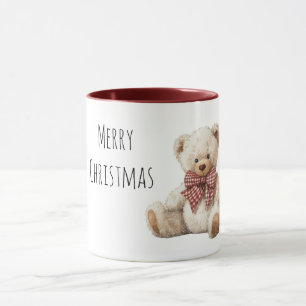 Caneca Urso de Pelúcia Arco Vermelho Natal