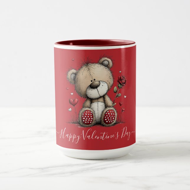 Caneca Urso de pelúcia do Dia dos Namorados com Rosa e Co (Centro)