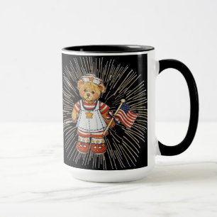 Caneca Urso de Vintage com fogos de artifício brancos mod