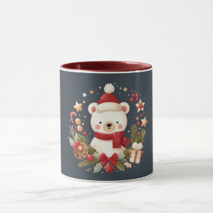 Caneca Urso fofo de Natal/inverno em grinalda