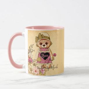 Caneca Urso fofo de valentine retrô