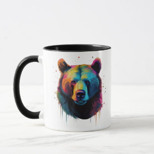 Caneca Urso Grizzly Aproxima Urso Cinza Grande Pop