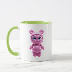 Caneca Urso Kawaii Brilho Rosa Personagem Tema Fof