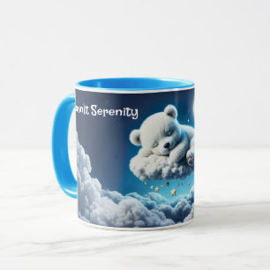 Caneca Urso mágico, sonhadora, noite pastel, arte azul