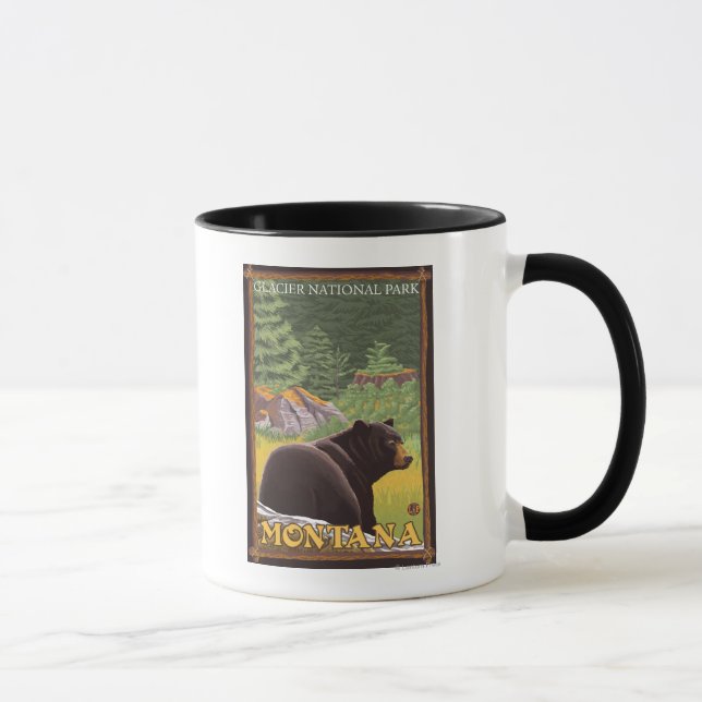 Caneca Urso Negro na Floresta - Parque Nacional Glacier,  (Direita)