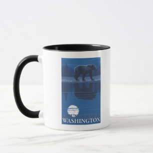 Caneca Urso no luar - o Monte Rainier, Washington