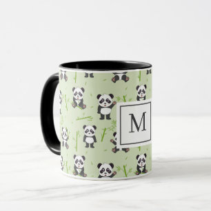 Caneca Urso Panda Fofo Bambu Animais Kawaii Monograma
