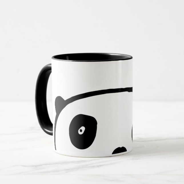 Caneca Urso Panda Kawaii Preto e Branco Simples Moderno (Frente Esquerda)