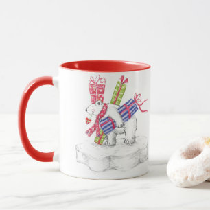 Caneca Urso Polar de Desenho Animado Fofo com Presentes d