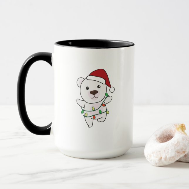 Caneca Urso Polar de Natal Animais de inverno Ursos Polar (Com Donut)