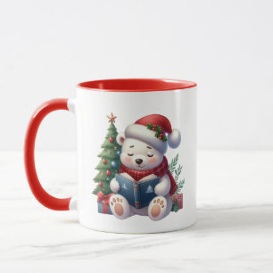Caneca Urso polar de Natal festivo adiciona monograma