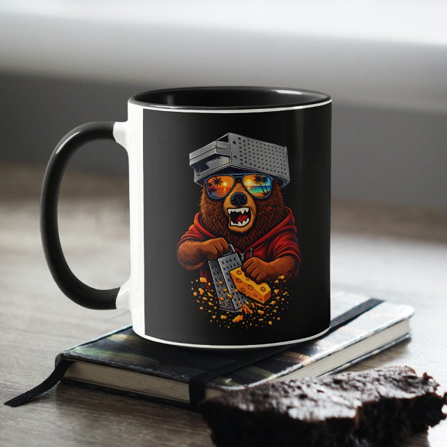 Caneca Urso Retro Com Chapéu Espeto de Queijo e Óculos de (Criador carregado)