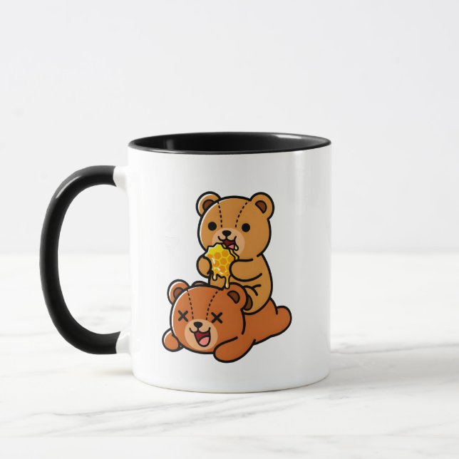 Caneca Ursos Adoráveis Comendo Doce Favo de Mel Cartoon (Esquerda)