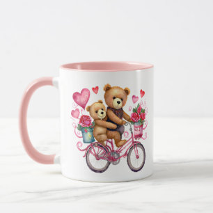Caneca ursos peludos namorados de bicicleta