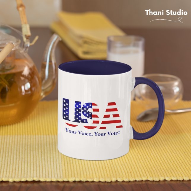 Caneca USA Sua Voz Sua Política De Voto (Criador carregado)