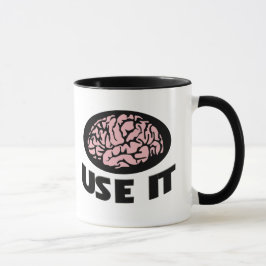 Caneca "Use It" Mug – Minimalist Pink Brain Design