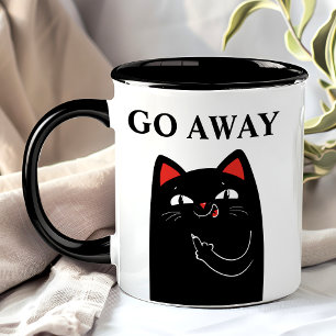 Caneca Vá Embora Dedo do Meio Gato Preto Engraçado
