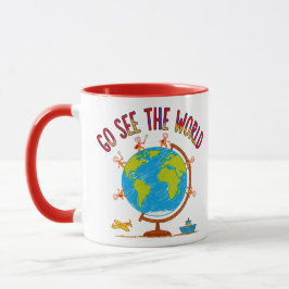 Caneca Vá Ver O Mundo Desenho de Viagem para Crianças
