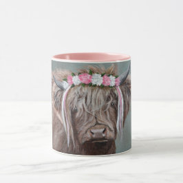 Caneca Vaca das Terras Altas com Coroa Rosa e Branca