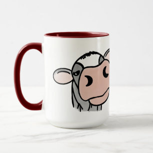 Caneca vaca de desenho animado preto branco rosa beijo ci
