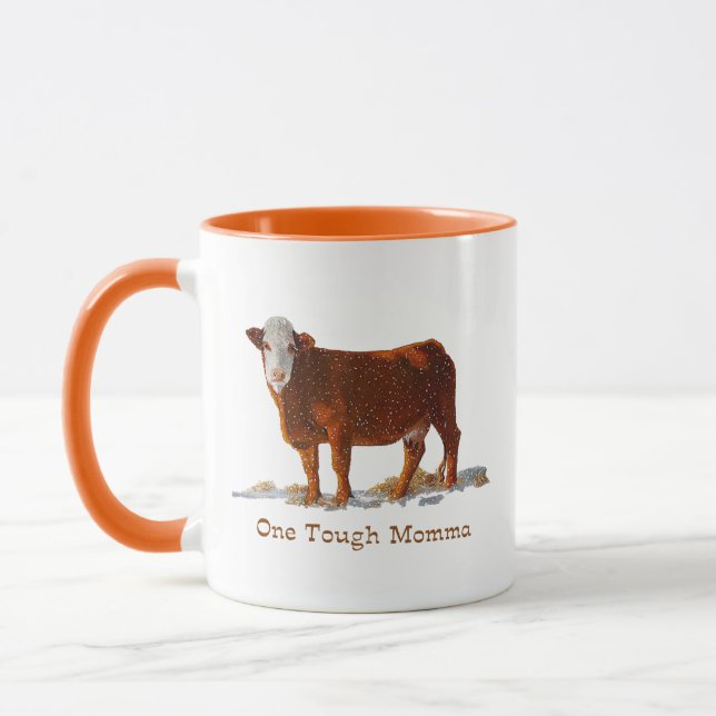 Caneca Vaca de Hereford: Um Momma resistente: Dia das (Esquerda)