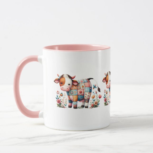 Caneca Vaca De Sistema Whimsical Com Acentos Florais (Esquerda)