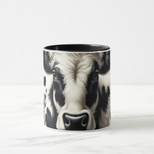 Caneca Vaca em Preto e Branco Couro de Vaca Pelo Olhar Pe