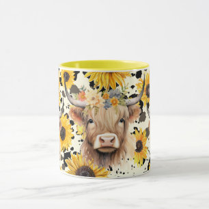 Caneca Vaca Fofa Design de Animal de Fazenda flor