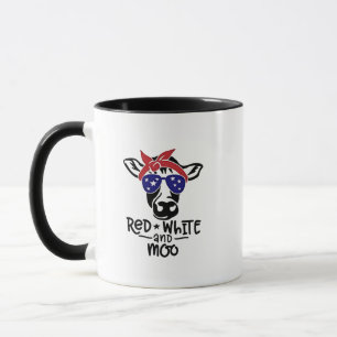 Caneca Vaca Patriótica Branca Vermelha e Moo Quarto de ju