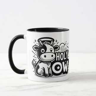 Caneca Vaca Sagrada Anjo Fofo – Preto e Branco Div
