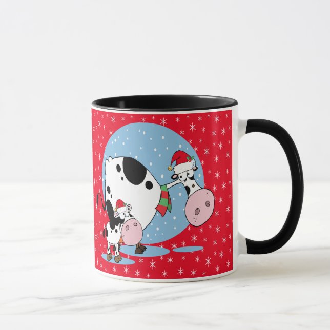 Caneca Vacas De Campo Com Chapéus De Santa Em Vermelho (Direita)