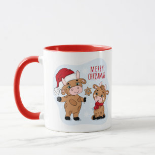 Caneca Vacas Felizes De Natal Festivas Modernas
