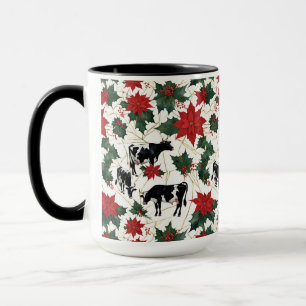 Caneca Vacas Leiteiras de Holstein de Natal Negro e Branc