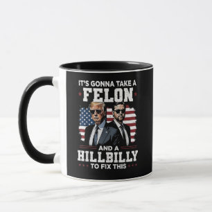 Caneca Vai levar felon e Trump Vance.