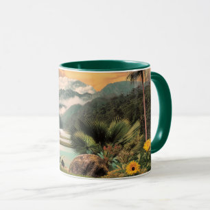 Caneca Vale Tropical Surrealista Com Palmeiras