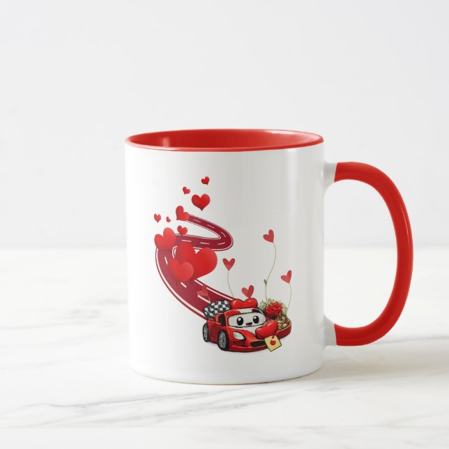 Caneca Valentine Celebration Racer Design Cute Mug (Direita)