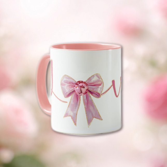 Caneca Valentine Pink Bow (Criador carregado)
