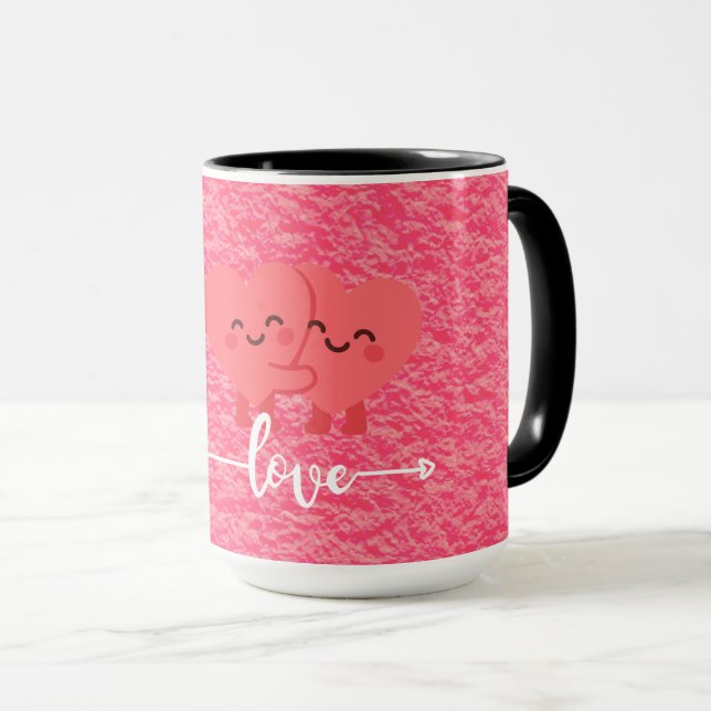 Caneca Valentine’s Day Love Mug – Pink Hearts Design (Frente Esquerda)