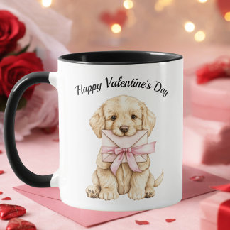 Caneca Valentine’s Day Puppy Mug-Cute Dog Valentine Gift