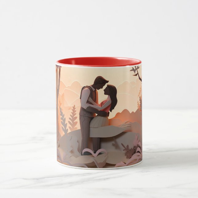 Caneca  Valentine’s Day Romantic Couple Silhouette love  (Centro)