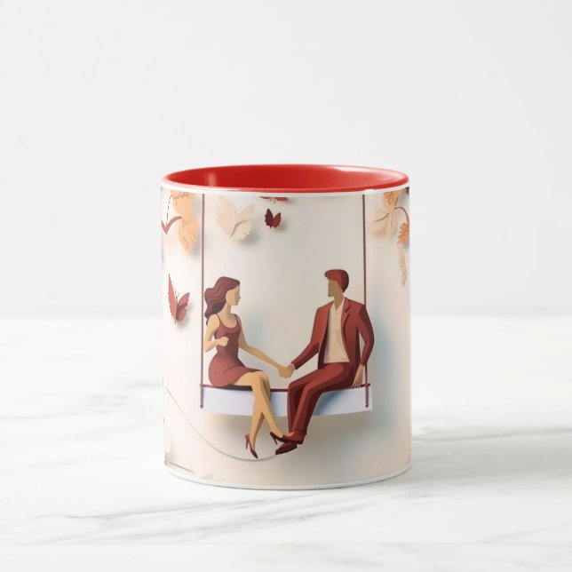 Caneca  Valentine’s Day Romantic Couple Silhouette love  (Centro)