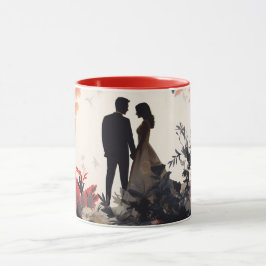 Caneca  Valentine’s Day Romantic Couple Silhouette Love 