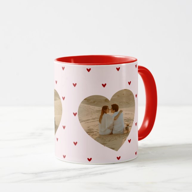 Caneca Valentine's Day Hearts Red Pink Photo (Frente Esquerda)