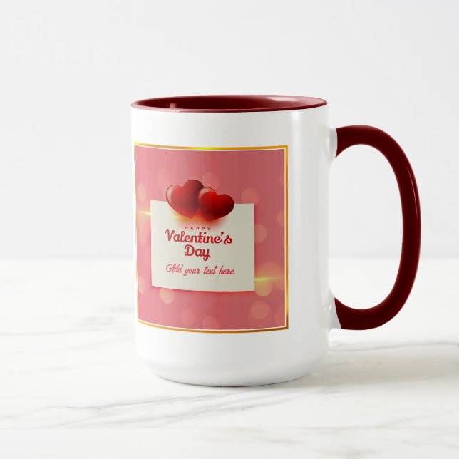 Caneca Valentine's Day With Red Hearts I Romantic Love (Direita)