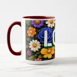 Caneca Valentine's Mug Floral Design Pattern Love Text