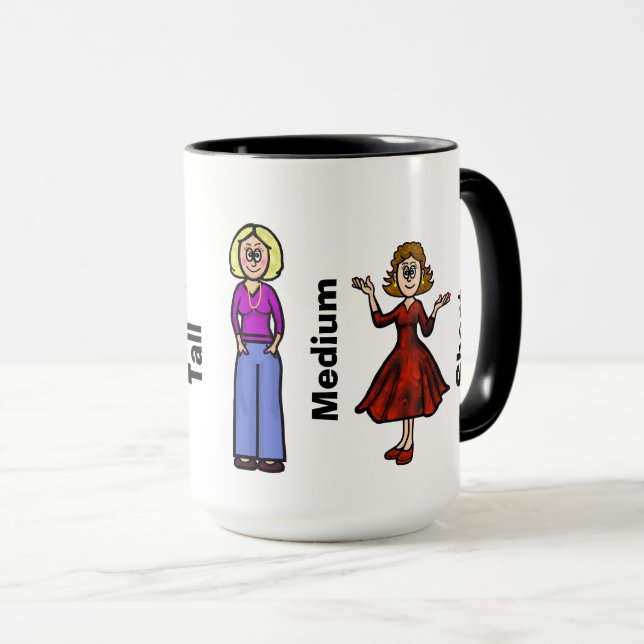 Caneca Valorizar As Mulheres Altas, Médias E Curtas (Frente Esquerda)