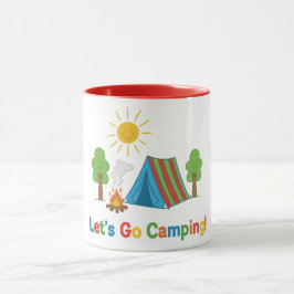 Caneca Vamos Acampar Arte de Tenda de Lápis para Crianças