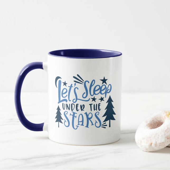 Caneca Vamos Dormir Sob as Estrelas Camping na Floresta d (Com Donut)