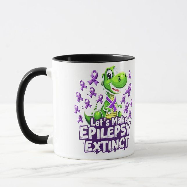 Caneca Vamos Fazer Epilepsia Extinguir a Consciência Dino (Esquerda)