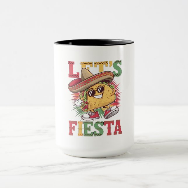 Caneca Vamos Fiesta Taco Design de Diversão Cinco de Mayo (Centro)